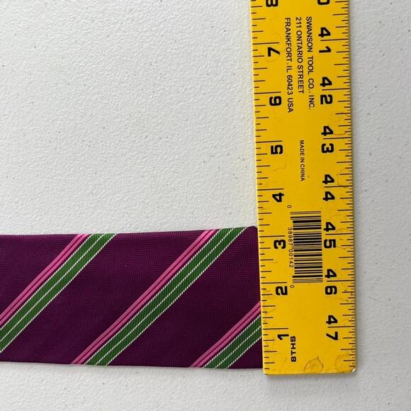 Brooks Brothers Makers & Merchants Men's Tie Pure Silk Purple/ Green Rep Striped - Picture 8 of 9